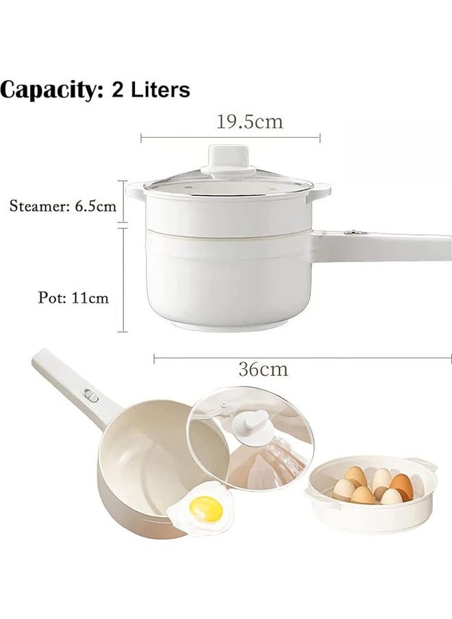 Arabest 2L Electric Hot Pot with Steamer & Temperature Control, Non-Stick Electric Cooker Shabu Shabu, Electric Skillet, Frying Pan, Electric Saucepan, for Noodles, Egg, Steak, Oatmeal and Soup  - Image 2