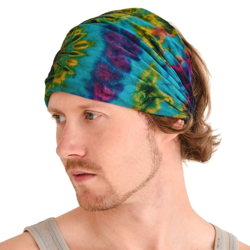 Charm Casualbox Tie-Dye Headband Bandana Boho Hippie Retro Flower psychedelic 60's A,Free Size - Image 1