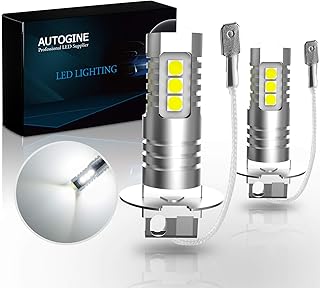 AUTOGINE AUTOGINE H3 LED Fog Light Bulbs, 2000 Lumens Extremely Bright 3030-SMD H3 LED Bulbs with Projector for Auto Motorcycle  - Image 1