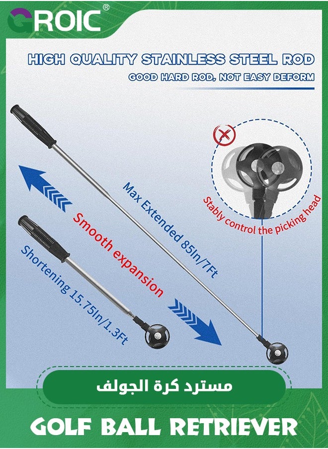 GROIC Golf Ball Retriever, Golf Ball Retriever Telescopic Set, Max 6.4Ft Portable Stainless Ball Retriever Tool Golf, with Golf Ball Picker Upper for Putter, Golf Accessories for Men Women  - Image 4