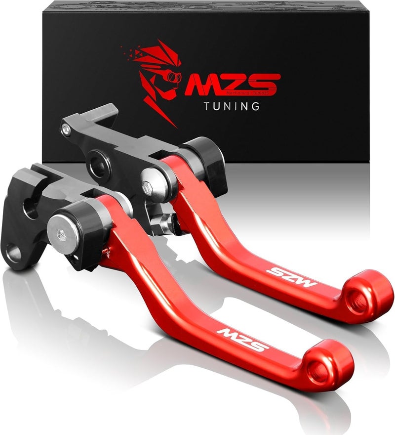 MZS مقابض فرامل القابض MZS مع تعديل المحور CNC لـ CRF250R، CRF450R، CRF450RX (2007-2018) - أحمر - Image 1