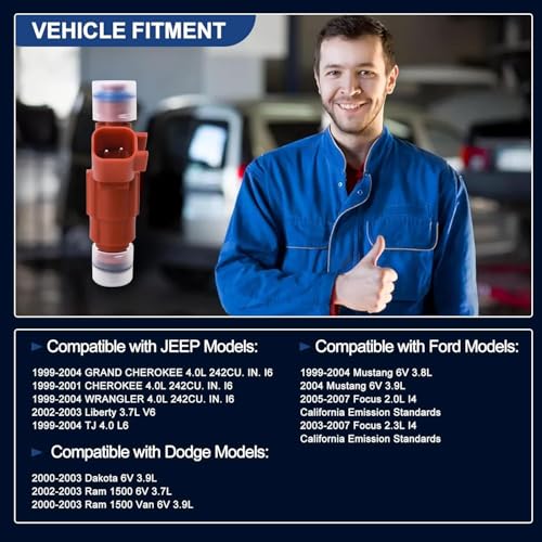 HiSport Fuel Injector 0280156161 6PCS Compatible with Jeep 40L 19992004 I6 Upgrade 12 Hole 22LB Injectors - Image 3