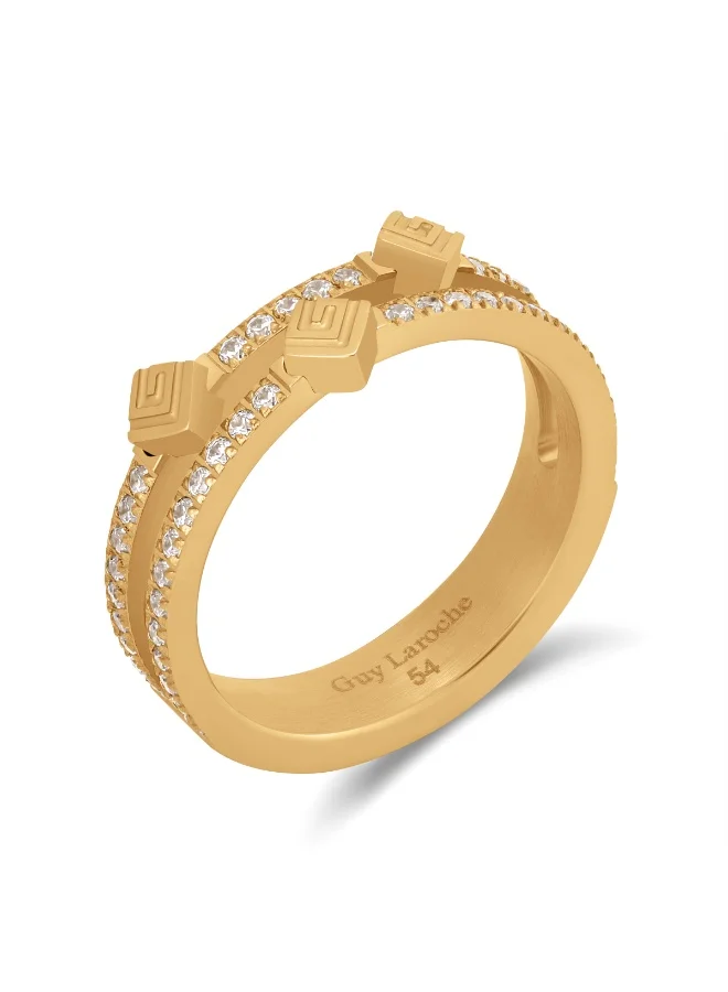 غاي لاروش خاتم جريس مطلي بالذهب مع كريستالات مقاس