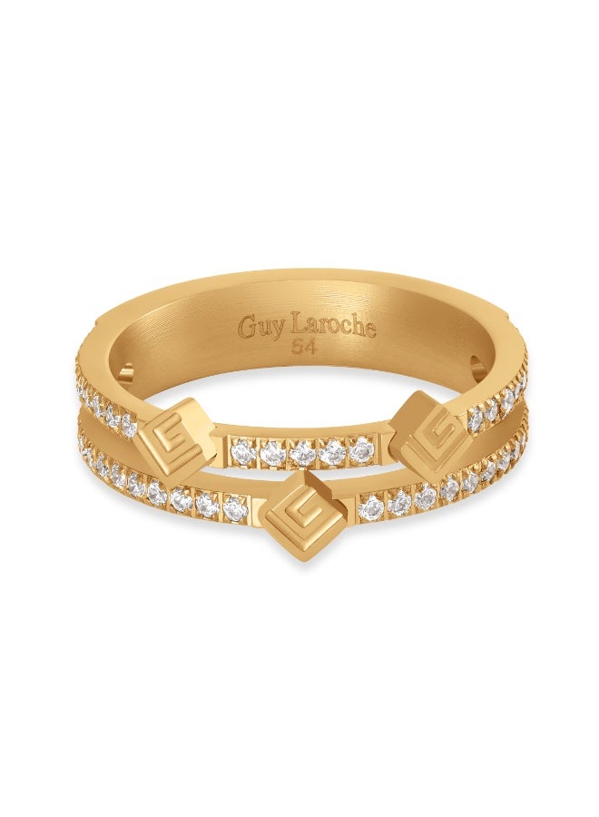 Guy Laroche Grace Gold Plated with Crystals Ring for Women 54mm - Image 1