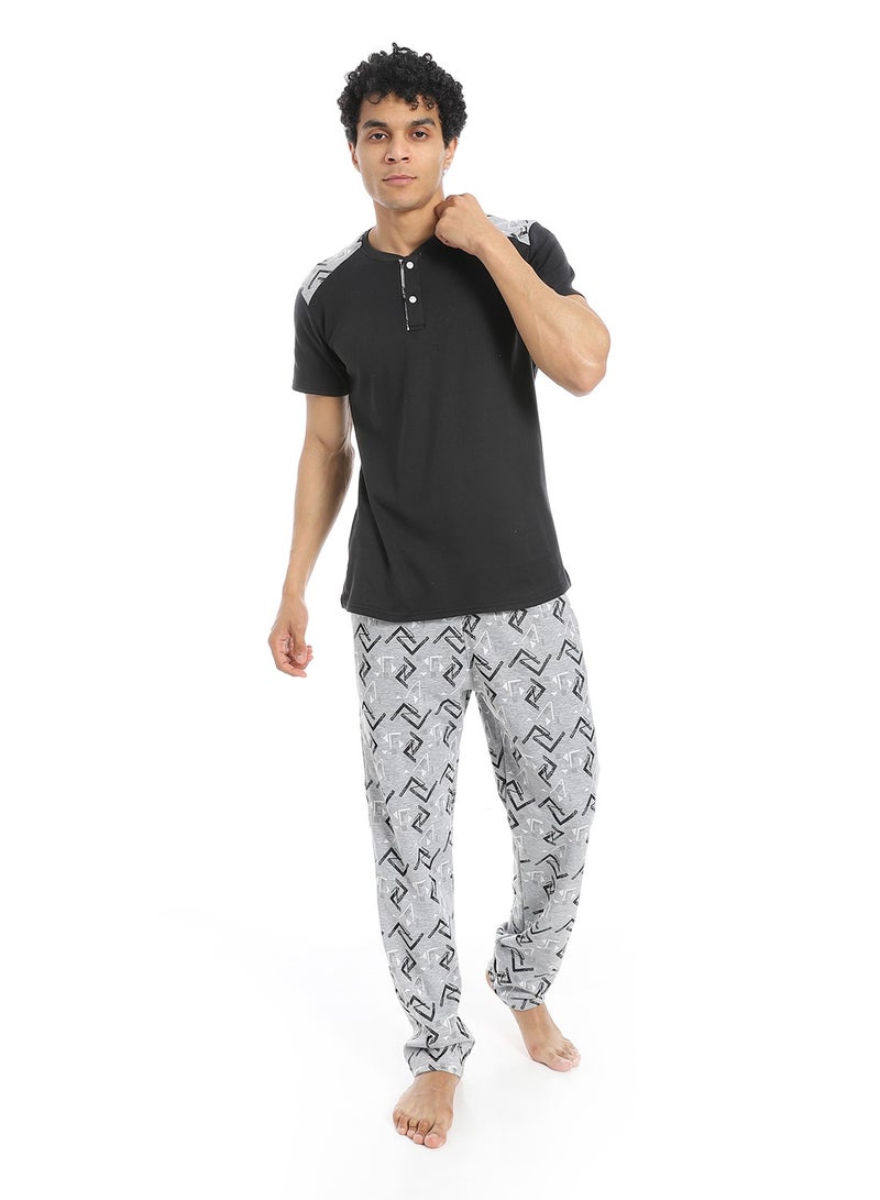 Caesar Men's 2-piece cotton half-sleeve pajamas - Image 1