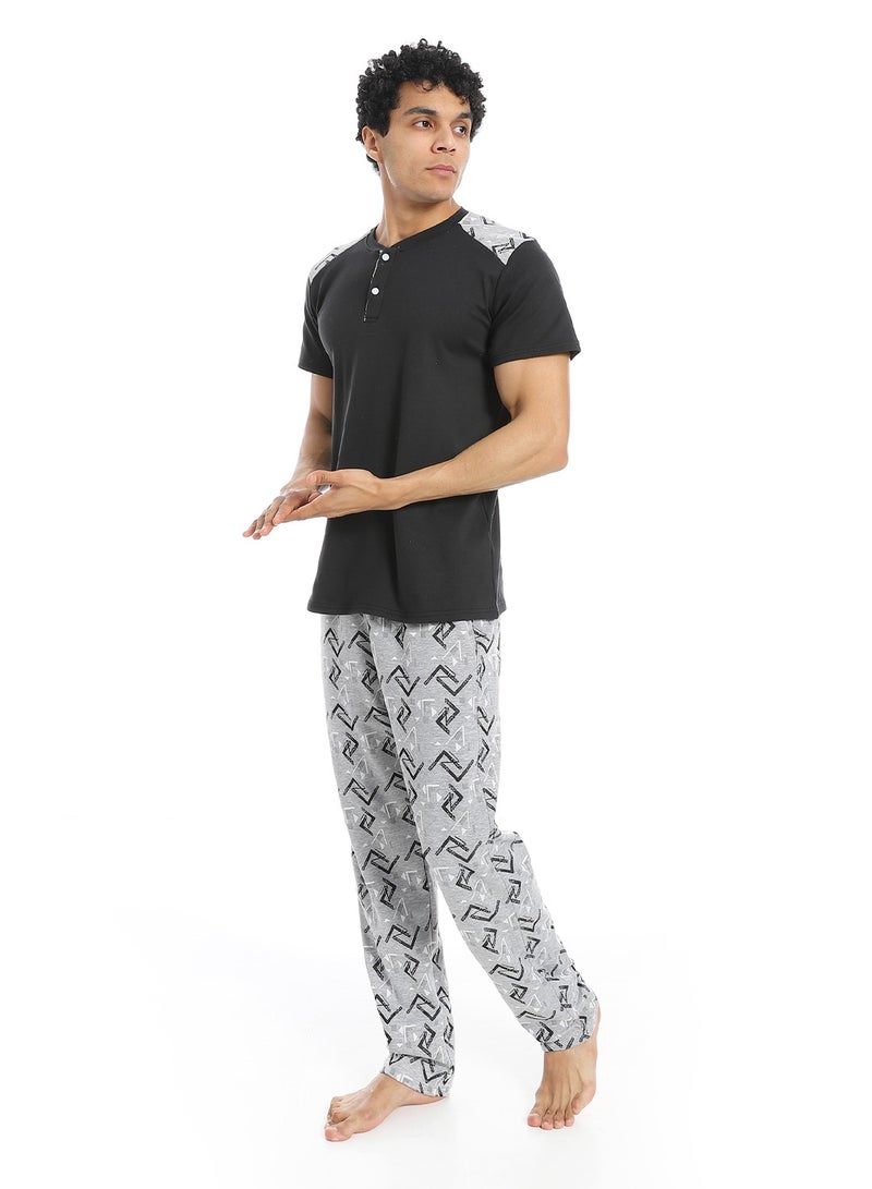 Caesar Men's 2-piece cotton half-sleeve pajamas - Image 2