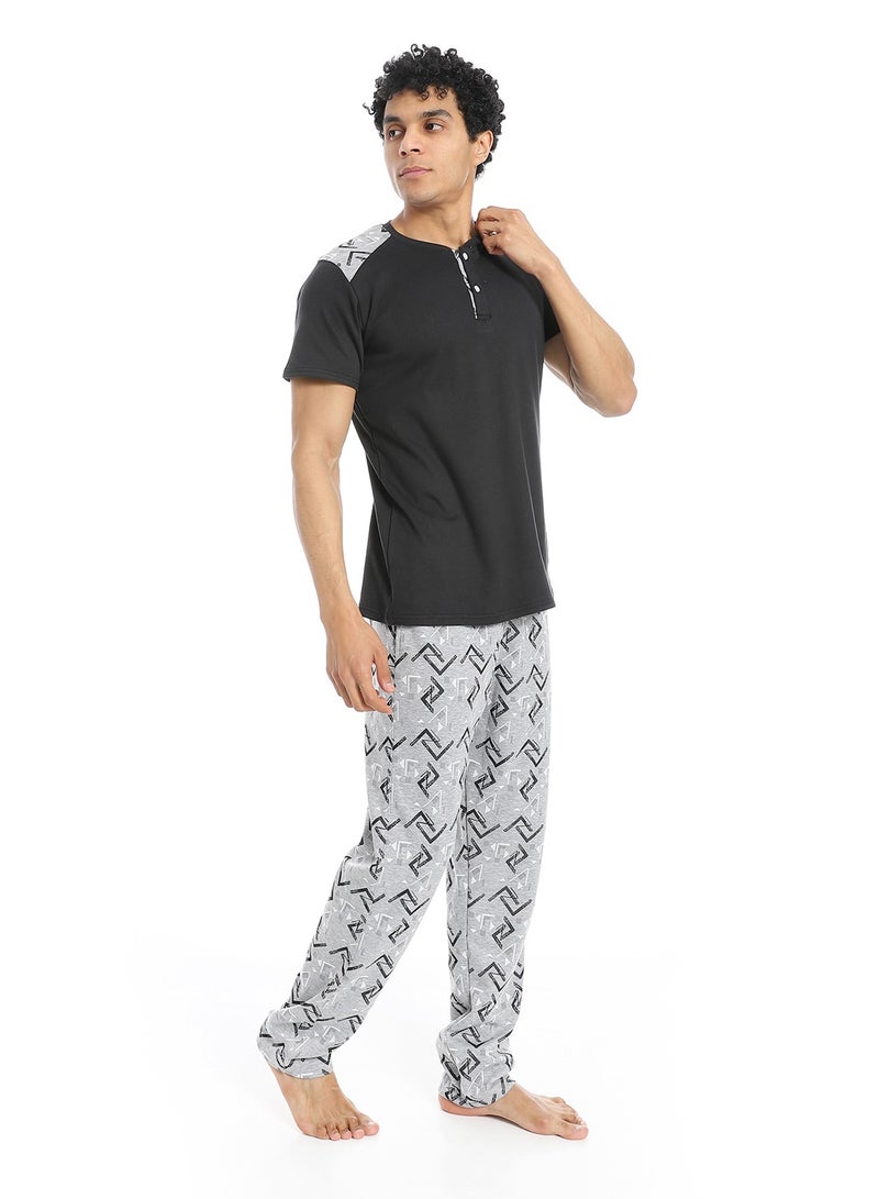 Caesar Men's 2-piece cotton half-sleeve pajamas - Image 3