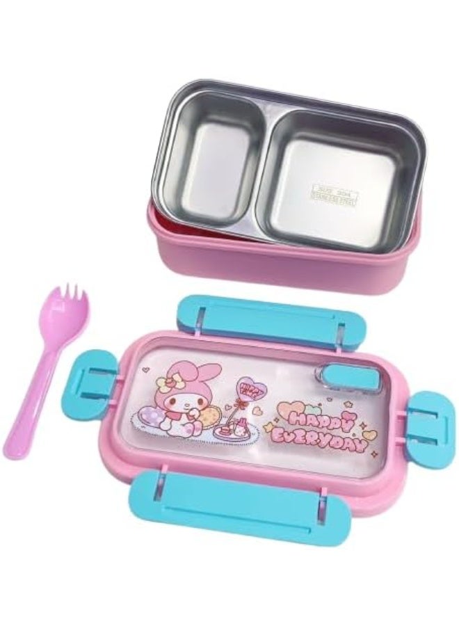 750ml Bento Box with Tableware Insulated Lunch Food Container with 2 Compartment Reusable On-the-Go Meal and Snack Packing for School Student Boys Girls Picnic - Image 1