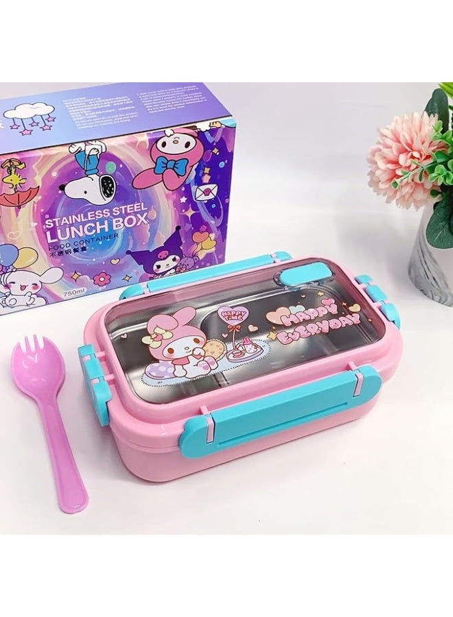 750ml Bento Box with Tableware Insulated Lunch Food Container with 2 Compartment Reusable On-the-Go Meal and Snack Packing for School Student Boys Girls Picnic - Image 2