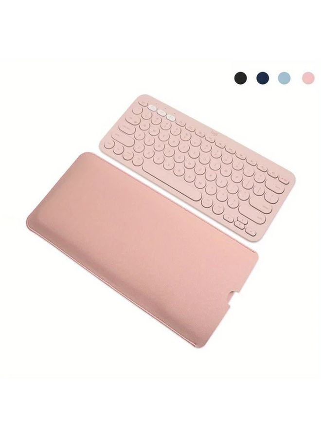 Light Blue PU Leather Wireless Keyboard Sleeve Travel Storage Protective Case - Image 1