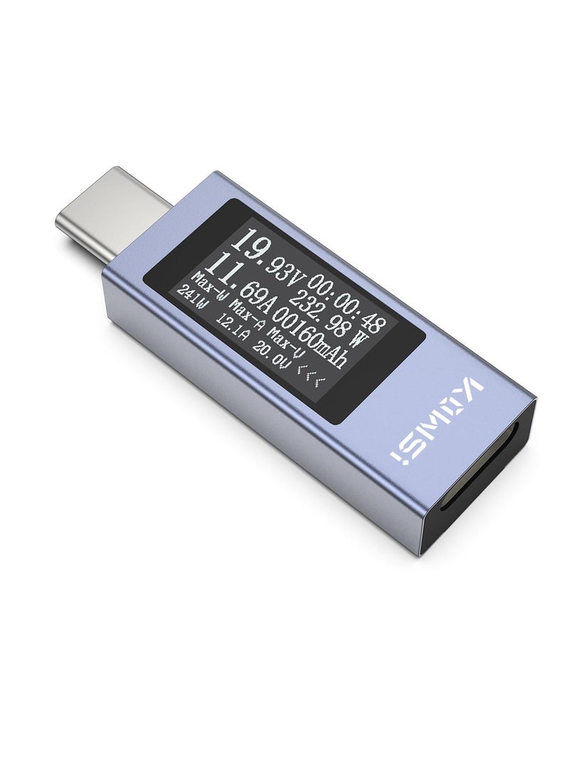USB C Tester Power Meter 4-30V 0-12A, Digital Multimeter, Type C Voltage Current Tester Meter, Power Bank Capacity, Working Time Ammeter Voltmeter USB Cable Charger Detector - Image 1