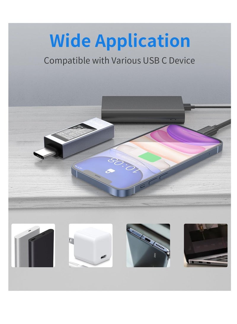 USB C Tester Power Meter 4-30V 0-12A, Digital Multimeter, Type C Voltage Current Tester Meter, Power Bank Capacity, Working Time Ammeter Voltmeter USB Cable Charger Detector - Image 5