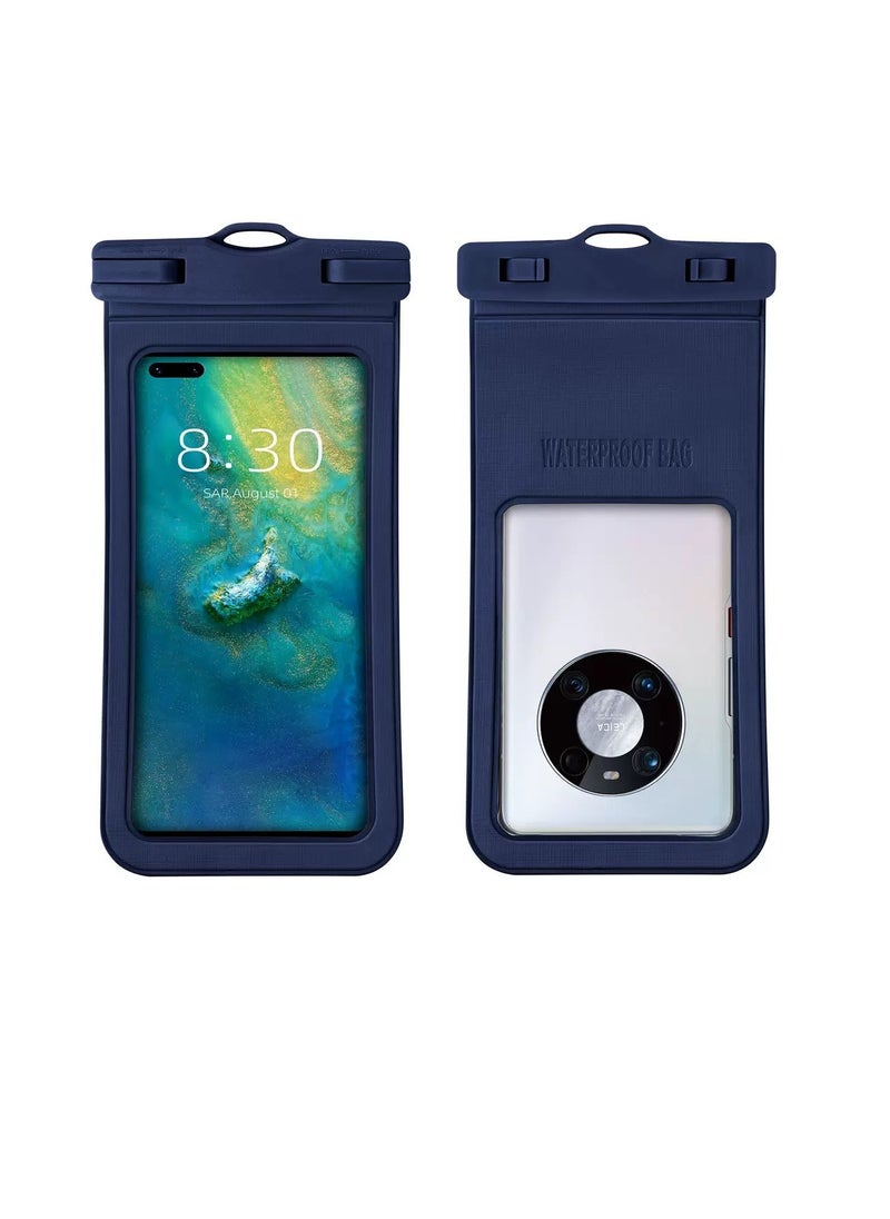 CityRiya-Long 2Pcs Waterproof Phone Pouch Set,Touch-Sensitive Underwater Dry Bag, IPX8 Certified Universal Phone Protector for Phones up to 7.2'' - Perfect for Swimming, Diving, Beach, Hot Spring, Water Park, Cruise, Snorkeling, Boating, Rafting & Water Sports Adventures(D15-1,Blue)  - Image 1