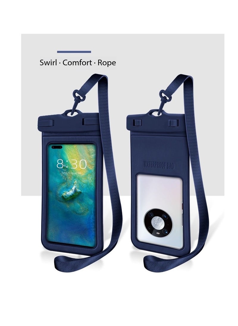 CityRiya-Long 2Pcs Waterproof Phone Pouch Set,Touch-Sensitive Underwater Dry Bag, IPX8 Certified Universal Phone Protector for Phones up to 7.2'' - Perfect for Swimming, Diving, Beach, Hot Spring, Water Park, Cruise, Snorkeling, Boating, Rafting & Water Sports Adventures(D15-1,Blue)  - Image 3