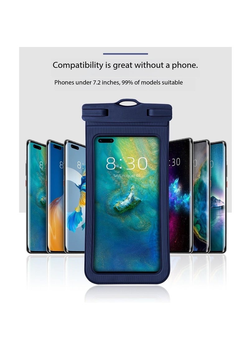 CityRiya-Long 2Pcs Waterproof Phone Pouch Set,Touch-Sensitive Underwater Dry Bag, IPX8 Certified Universal Phone Protector for Phones up to 7.2'' - Perfect for Swimming, Diving, Beach, Hot Spring, Water Park, Cruise, Snorkeling, Boating, Rafting & Water Sports Adventures(D15-1,Blue)  - Image 4