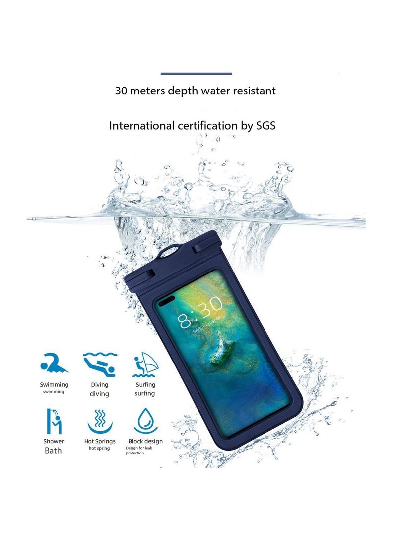 CityRiya-Long 2Pcs Waterproof Phone Pouch Set,Touch-Sensitive Underwater Dry Bag, IPX8 Certified Universal Phone Protector for Phones up to 7.2'' - Perfect for Swimming, Diving, Beach, Hot Spring, Water Park, Cruise, Snorkeling, Boating, Rafting & Water Sports Adventures(D15-1,Blue)  - Image 5