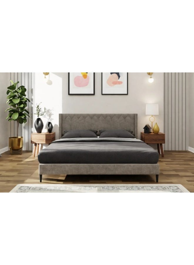 ROYALOAK Royaloak Meadow Upholstered Queen Bed | Velvet Upholstery Fabric | Diamond Tufting Design | Strong & Durable Bed | Modern Design Queen Size Bed | Strong & Durable Queen Size Bed | Queen Bed - Image 4
