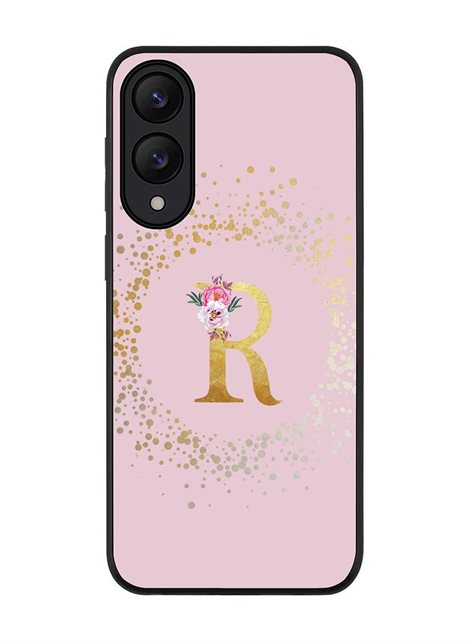 Stylizedd For Samsung Galaxy S25 Edge Case,Slim fit Camera Protection, Shockproof Thin Phone cover  - Custom Monogram Floral - R  (Pink )
