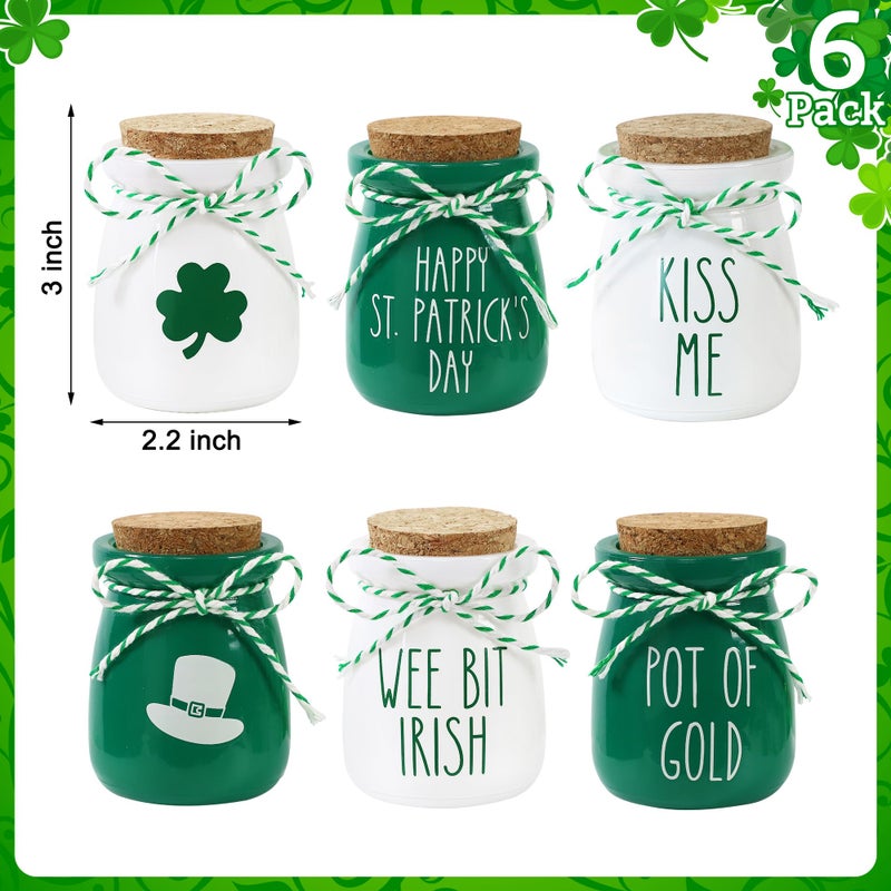 HALOGATE 6 Pcs St. Patrick's Day Decorations Mason Jars, Saint Patricks Day Tiered Tray Decor, Mini Shamrock Vases, Farmhouse Irish Holiday Tabletop Centerpiece for Home Kitchen Table Mantel - Image 4