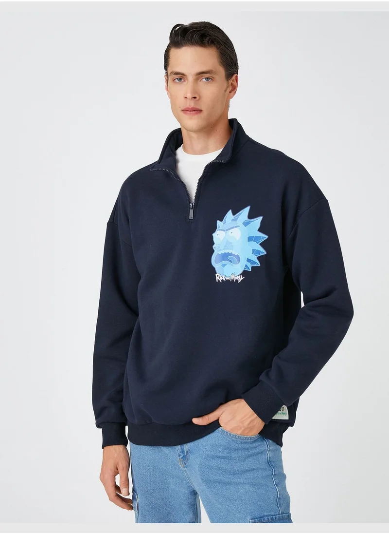 كوتون Rick and Morty Sweatshirt High Neck Licensed Printed