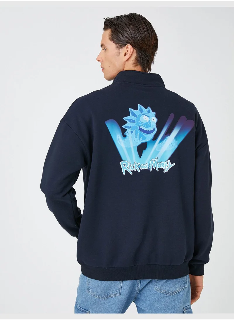 كوتون Rick and Morty Sweatshirt High Neck Licensed Printed
