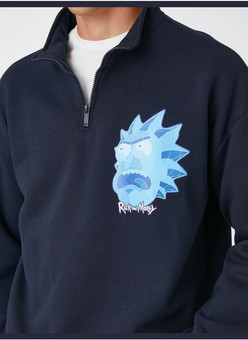 كوتون Rick and Morty Sweatshirt High Neck Licensed Printed