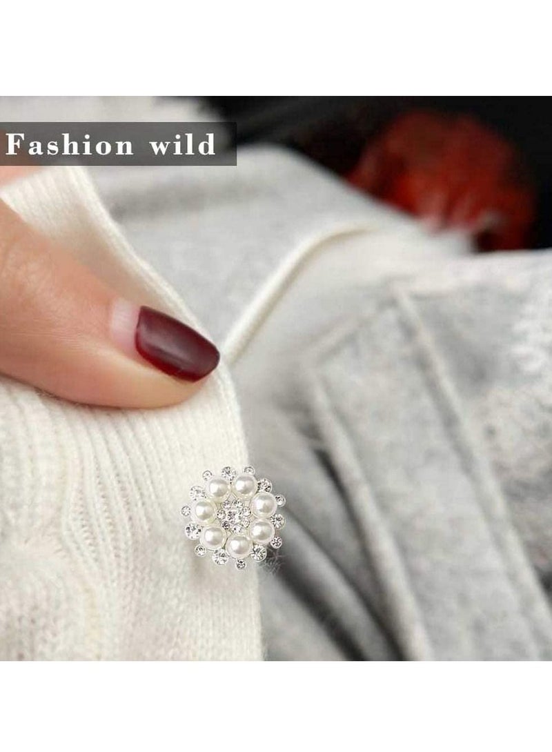 SYOSI Rhinestone Pearl Embellishments Craft Pearl Flower Buttons Pearl Flower Embellishments Round Rhinestone Faux Pearl for Decoration 10 PCS - Image 5