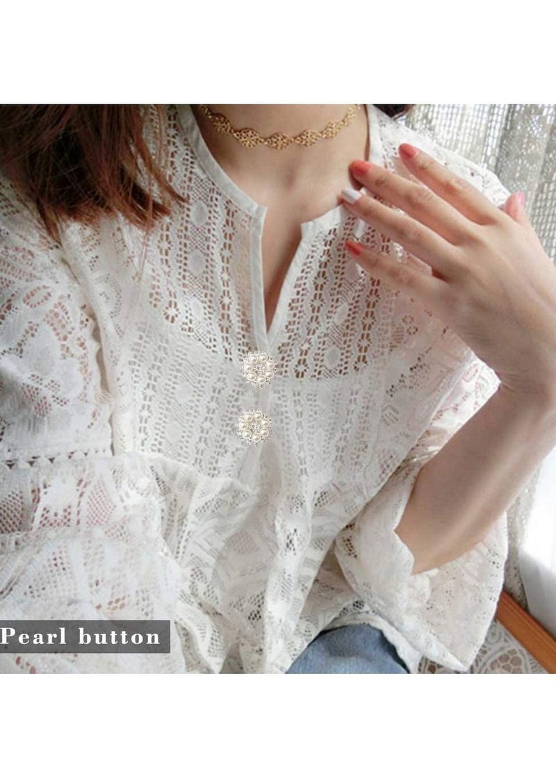 SYOSI Rhinestone Pearl Embellishments Craft Pearl Flower Buttons Pearl Flower Embellishments Round Rhinestone Faux Pearl for Decoration 10 PCS - Image 3