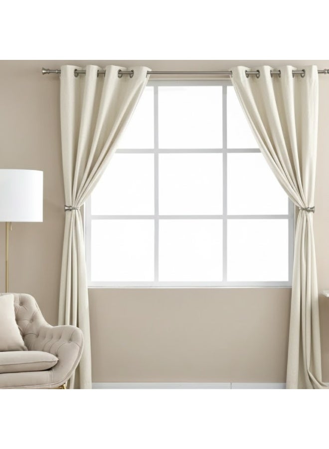 ستائر نوافذ أنيقة من قطعتين - ألواح علوية بحلقات معدنية مقاس 140 × 240 سم | ستائر بوليستر ناعمة لغرفة النوم وغرفة المعيشة - Image 2