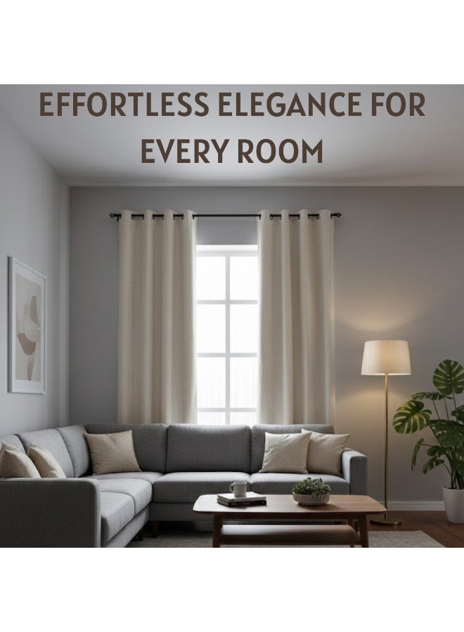 ستائر نوافذ أنيقة من قطعتين - ألواح علوية بحلقات معدنية مقاس 140 × 240 سم | ستائر بوليستر ناعمة لغرفة النوم وغرفة المعيشة - Image 4