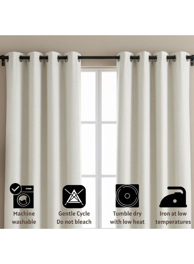 ستائر نوافذ أنيقة من قطعتين - ألواح علوية بحلقات معدنية مقاس 140 × 240 سم | ستائر بوليستر ناعمة لغرفة النوم وغرفة المعيشة - Image 3