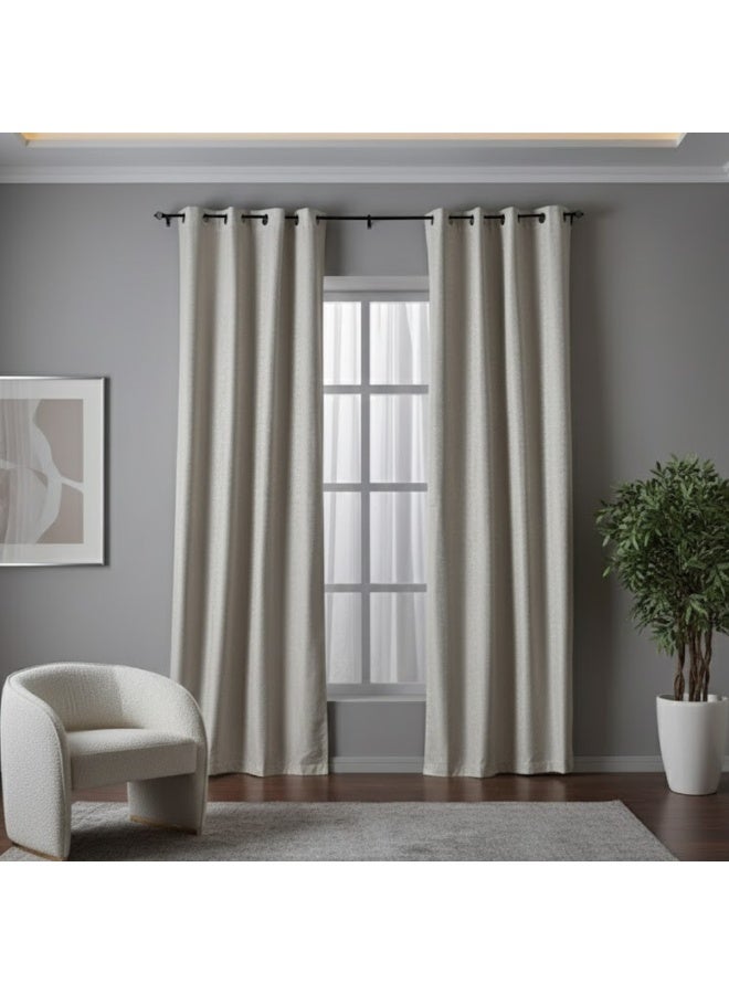 ستائر نوافذ أنيقة من قطعتين - ألواح علوية بحلقات معدنية مقاس 140 × 240 سم | ستائر بوليستر ناعمة لغرفة النوم وغرفة المعيشة - Image 1