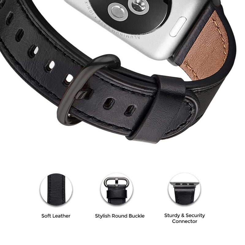 O Ozone (Pack of 2) Leather Strap For Apple Watch Band 38mm 40mm 40mm 41mm For iWatch Series SE/8/7/6/5/4/3/2/1 -Multi1 - Image 4