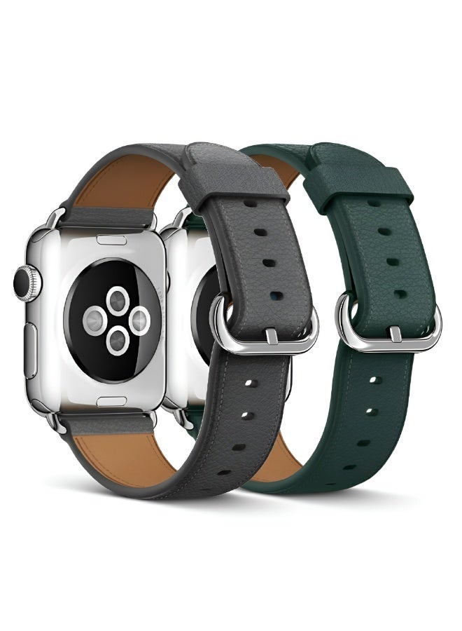 O Ozone (Pack of 2) Leather Strap For Apple Watch Band 38mm 40mm 40mm 41mm For iWatch Series SE/8/7/6/5/4/3/2/1 -Multi1 - Image 1