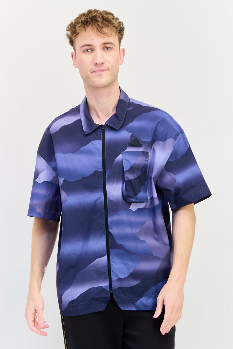 Adidas Men Sportswear Fit Long Sleeve Outdoor Shirt, Multicolor  - Image 1