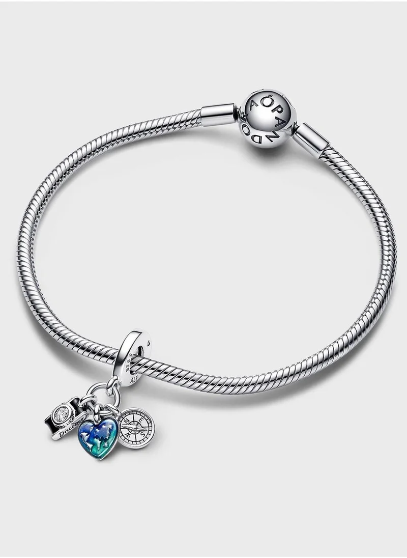 PANDORA Camera, Heart & Compass Triple Dangle Charm