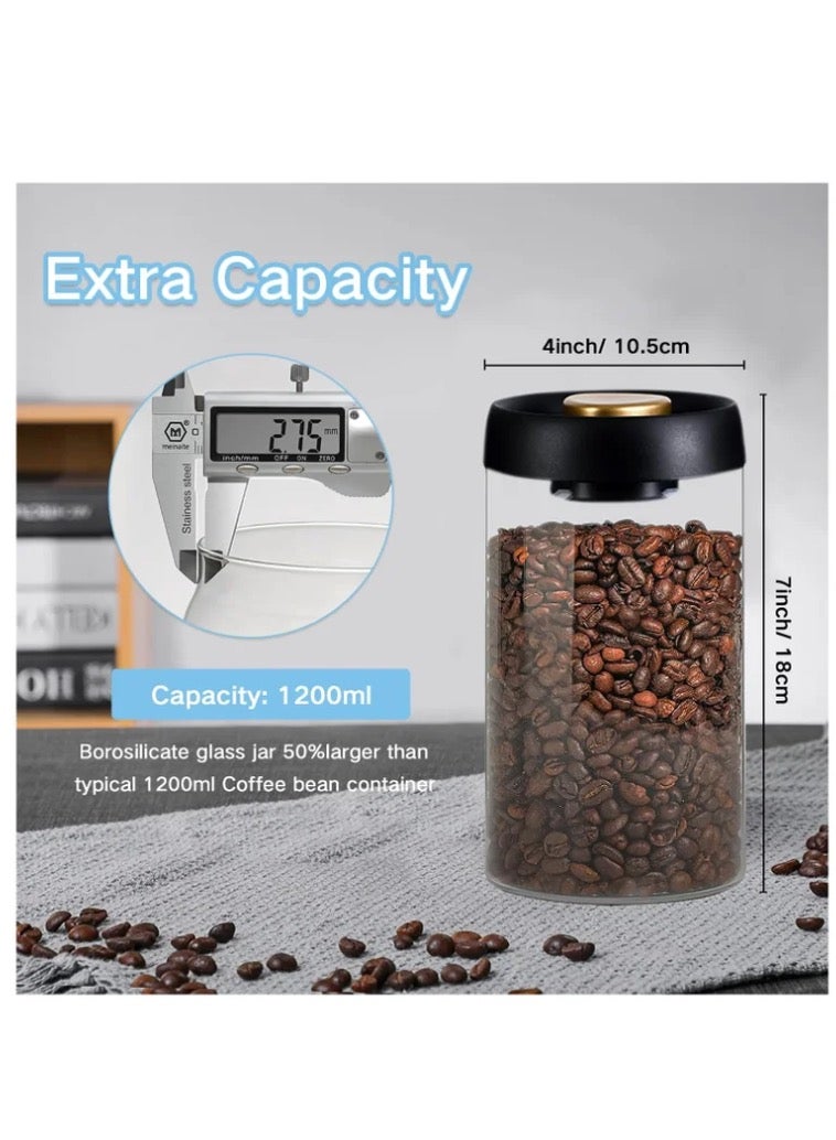 Borosilicate Glass Coffee Canisters with Airtight Lids - 1200ml/40oz Food Storage Containers for Coffee Beans, Tea, Sugar, Spices, Rice - Image 4