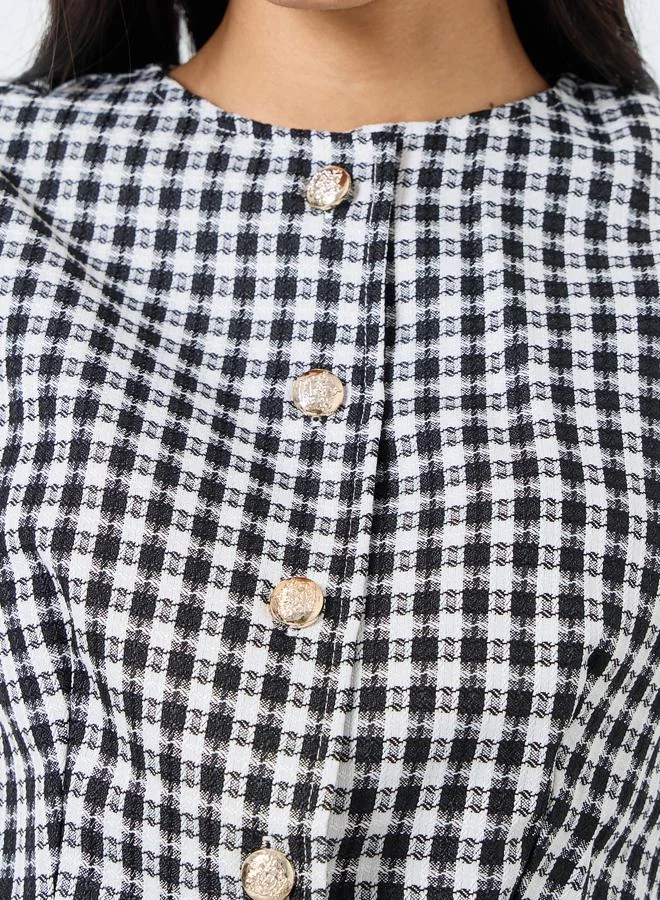 Styli  Styli Black Gingham Sleeveless Waistcoat for Women | Best Price UAE