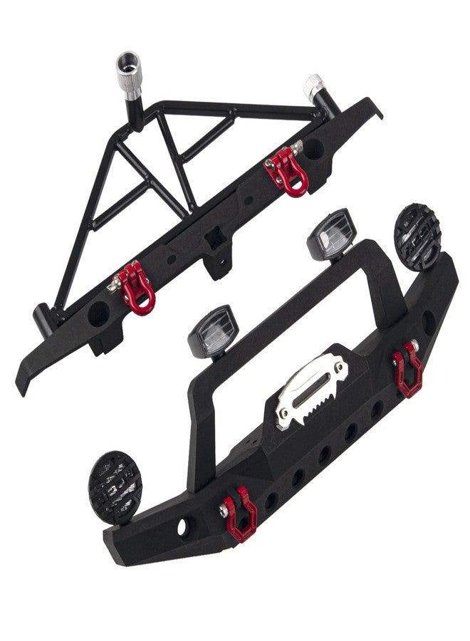 Vgoohobby Aluminum Front & Rear Bumper with LED Headlights Tow Hook Spare Tire Carrier Compatible with Traxxas TRX4 TRX-4 Axial SCX10 SCX10-II 90046 90047 SCX10-iii AX10300 1/10 RC Crawler Car - Image 2