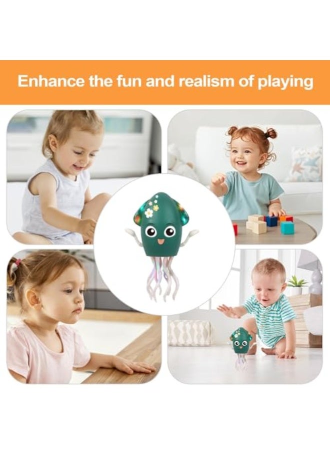 Electric Dancing Octopus Toy, Crawling Squid with Auto Obstacle Avoidance and LED Lights, Magic Electric Crawling Octopus USB Rechargeable Interactive Music Toy (Green) - Image 2