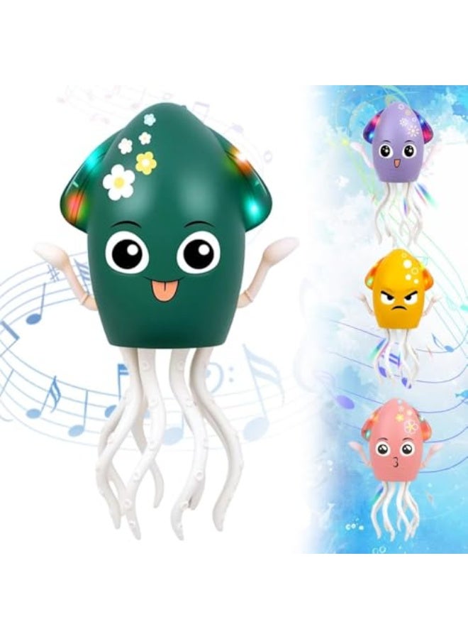 Electric Dancing Octopus Toy, Crawling Squid with Auto Obstacle Avoidance and LED Lights, Magic Electric Crawling Octopus USB Rechargeable Interactive Music Toy (Green) - Image 1