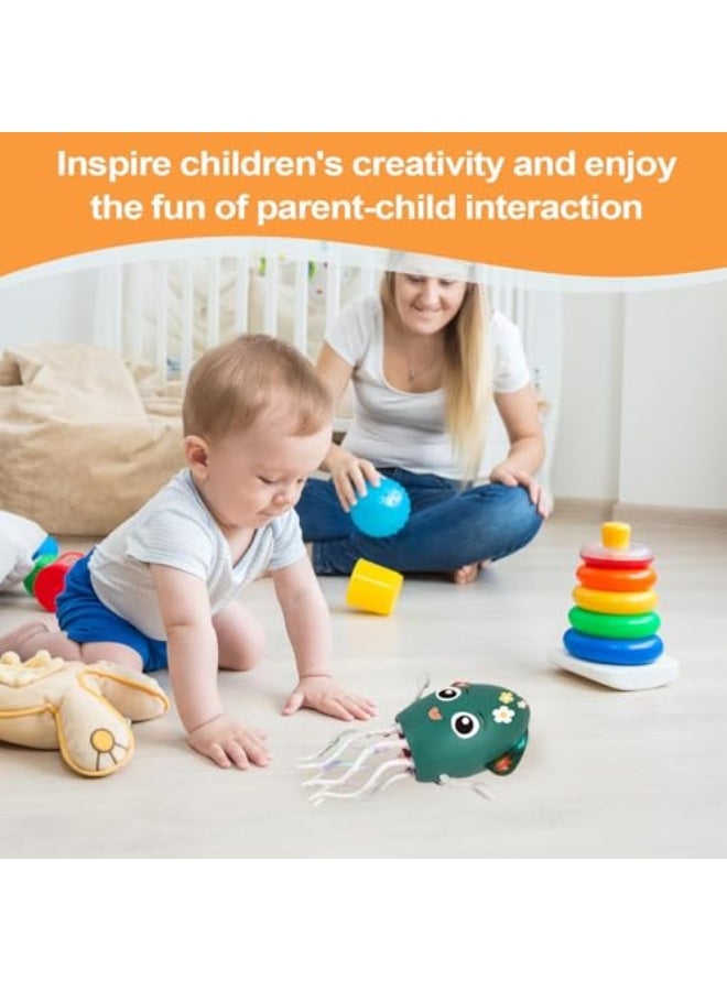 Electric Dancing Octopus Toy, Crawling Squid with Auto Obstacle Avoidance and LED Lights, Magic Electric Crawling Octopus USB Rechargeable Interactive Music Toy (Green) - Image 3