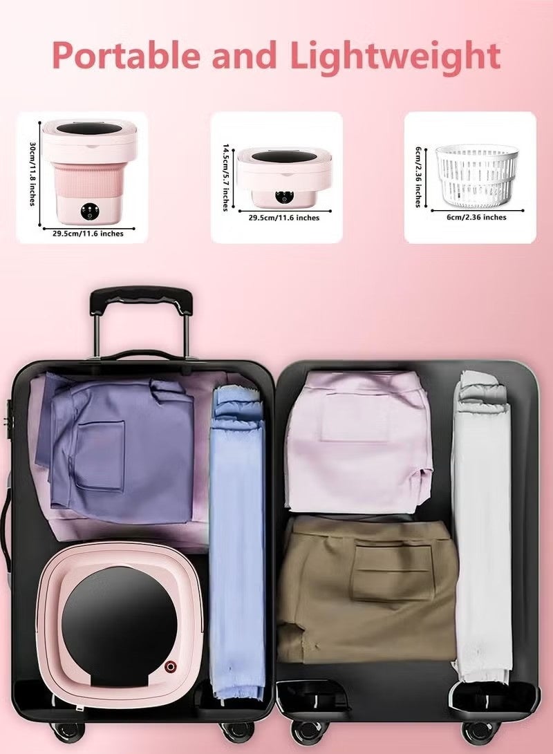 Realfrog Portable Washing Machine, Mini Washer, 8 L Large Capacity Foldable Washer, Deep cleaning of Underwear, Baby Clothes and Other Small Clothes, Suitable for Apartments, Dormitories, Pink - Image 4