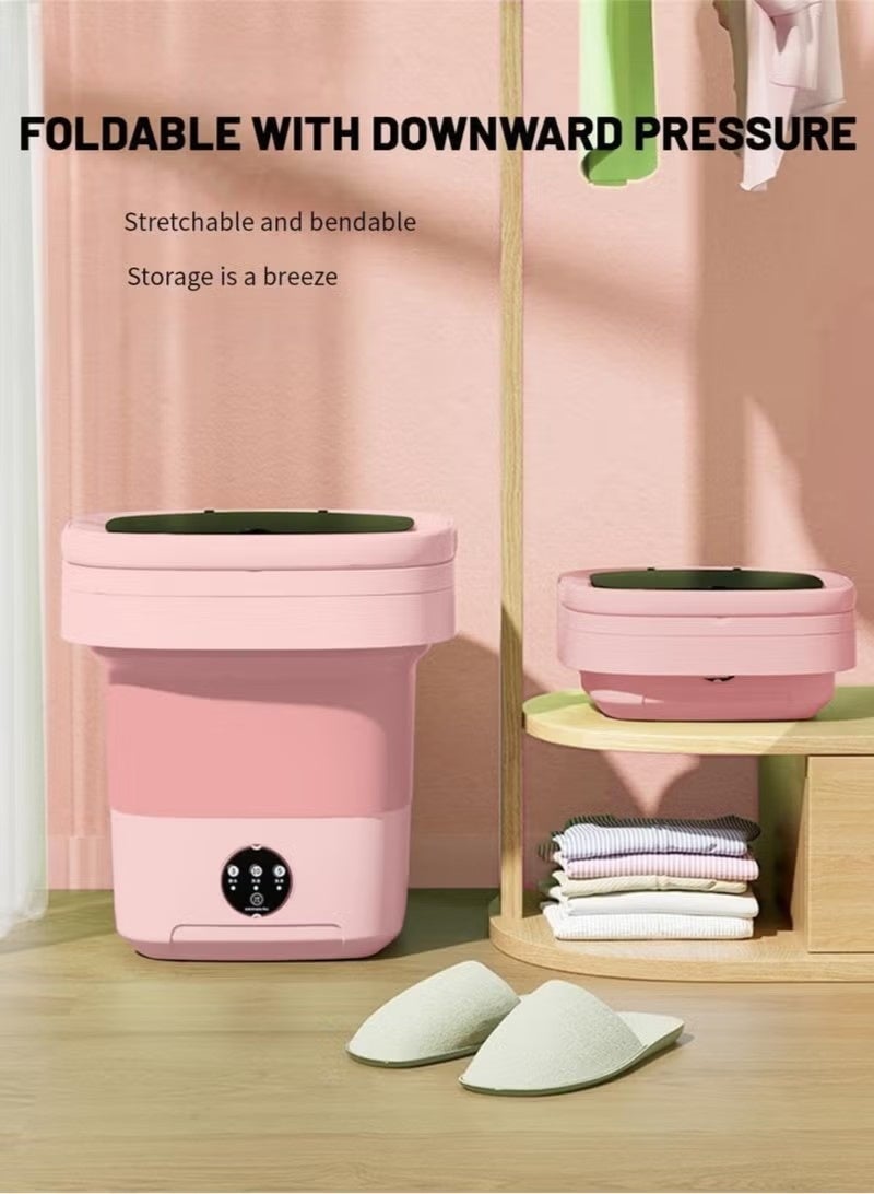 Realfrog Portable Washing Machine, Mini Washer, 8 L Large Capacity Foldable Washer, Deep cleaning of Underwear, Baby Clothes and Other Small Clothes, Suitable for Apartments, Dormitories, Pink - Image 2