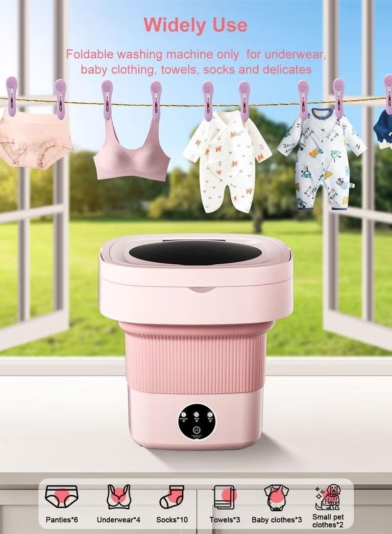 Realfrog Portable Washing Machine, Mini Washer, 8 L Large Capacity Foldable Washer, Deep cleaning of Underwear, Baby Clothes and Other Small Clothes, Suitable for Apartments, Dormitories, Pink - Image 3