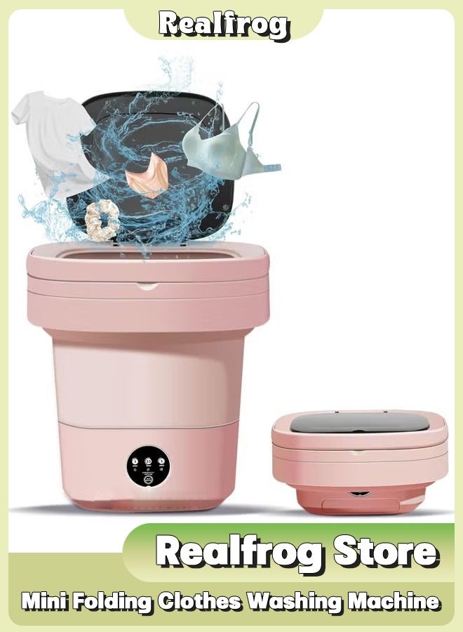 Realfrog Portable Washing Machine, Mini Washer, 8 L Large Capacity Foldable Washer, Deep cleaning of Underwear, Baby Clothes and Other Small Clothes, Suitable for Apartments, Dormitories, Pink - Image 1