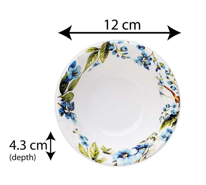 Konvio Kitchen Melamine White Floral Vegetable Bowl Set of 6 Bowls, White Floral Design Unbreakable Vegetable Bowl (4.7 inches, 6 Pieces, 230ml Each) - Image 4