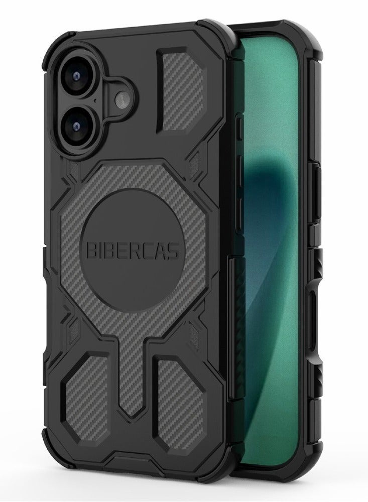 BIBERCAS For iPhone 17 Case Compatible with MagSafe Anti Drop TPU + PC Phone Cover - Black - Image 1