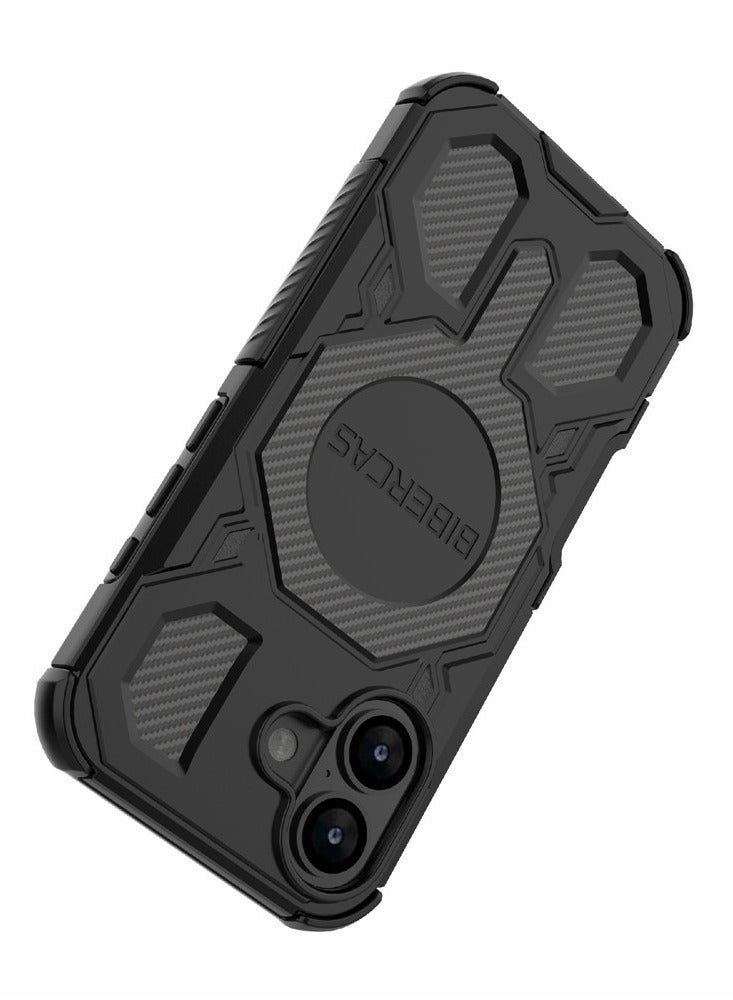 BIBERCAS For iPhone 17 Case Compatible with MagSafe Anti Drop TPU + PC Phone Cover - Black - Image 3