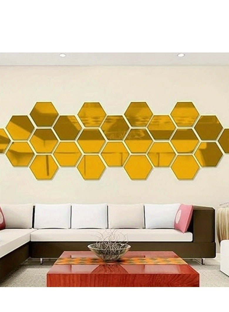 24 قطعة الذهبي 46x40x23 مللي متر مسدس مرآة ملصق ذاتية اللصق بلاط من الفسيفيساء الجدار ملصق الشارات DIY بها بنفسك غرفة نوم غرفة المعيشة الحمام ديكور المنزل - Image 4